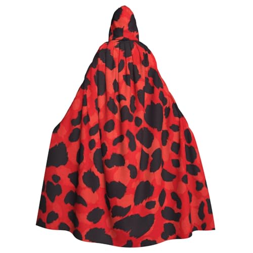 njkhbolk Unisex Kapuzenumhang mit rotem Leopardenmuster, volle Länge, Halloween-Umhang, Cosplay, Karneval von njkhbolk