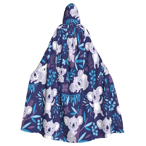 njkhbolk Unisex Kapuzenumhang mit schönem Koala-Druck, volle Länge, Halloween-Umhang, Cosplay, Karneval von njkhbolk