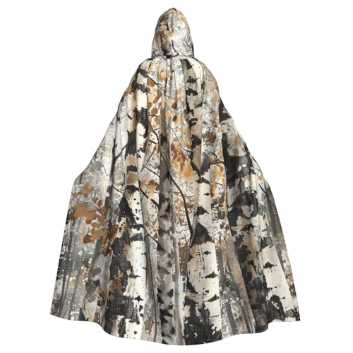 njkhbolk Unisex Kapuzenumhang mit weißen Bäumen, Camouflage-Druck, volle Länge, Halloween-Umhang, Cosplay, Karneval von njkhbolk
