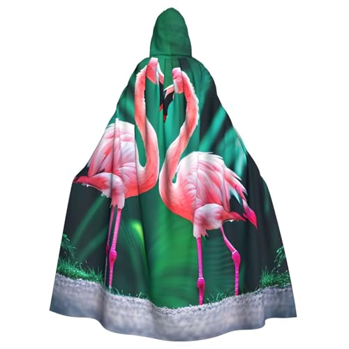 njkhbolk Unisex Kapuzenumhang mit zwei Flamingos, volle Länge, Halloween-Umhang, Cosplay, Karneval von njkhbolk