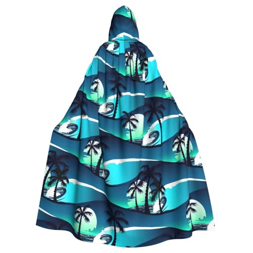 njkhbolk Unisex-Skateboard mit Palmen-Wellen-Druck, volle Länge, Kapuzenumhang, Halloween-Umhang, Cosplay, Karneval njkhbolk Unisex-Skateboard mit Palmen-Wellen-Druck, volle Länge, Kapuzenumhang, Halloween-Umhang, Cosplay, Karneval von njkhbolk