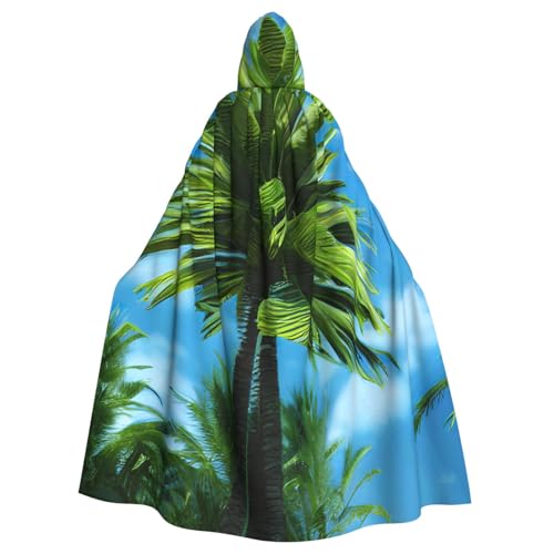 njkhbolk Unisex Sommerumhang mit Palmen-Druck, volle Länge, mit Kapuze, Halloween-Umhang, Cosplay, Karneval von njkhbolk