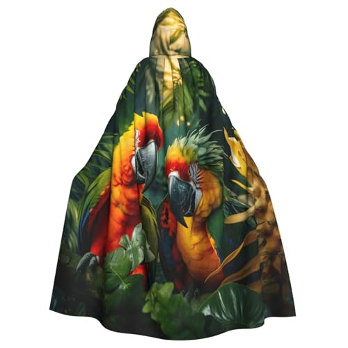 njkhbolk Unisex-Sommerumhang mit Papageien-Druck, volle Länge, Kapuzenumhang, Halloween, Cosplay, Karneval von njkhbolk