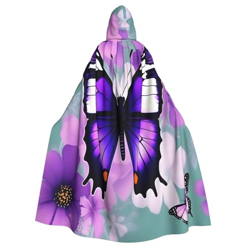 njkhbolk Unisex Umhang mit Kapuze, Schmetterlings-Druck, volle Länge, Halloween-Umhang, Cosplay, Karneval von njkhbolk