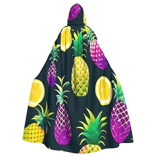 njkhbolk Unisex Umhang mit Kapuze, bunt, Obst-Ananas-Druck, volle Länge, Halloween-Umhang, Cosplay, Karneval von njkhbolk
