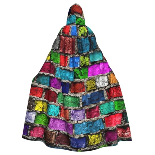 njkhbolk Unisex Umhang mit Kapuze, bunt, Ziegeldruck, volle Länge, Halloween-Umhang, Cosplay, Karneval von njkhbolk