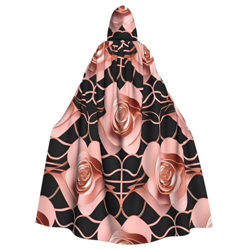 njkhbolk Unisex Umhang mit Kapuze in Roségold, mit Hintergrundmuster, volle Länge, Halloween-Umhang, Cosplay, Karneval von njkhbolk