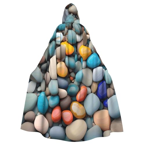 njkhbolk Unisex-Umhang mit Kapuze in voller Länge, mit Kieselsteinen, für Halloween, Cosplay, Karneval von njkhbolk