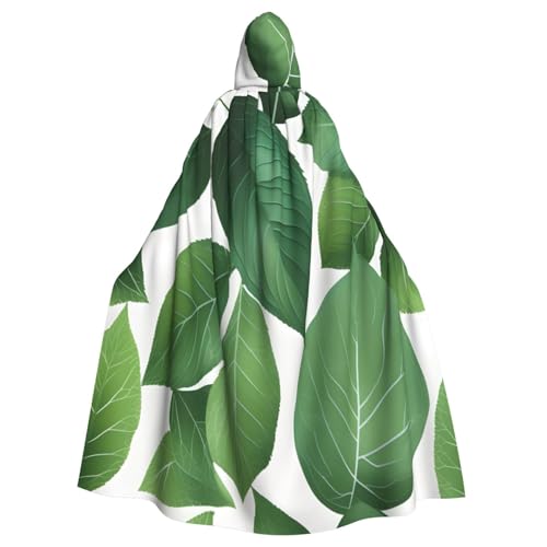 njkhbolk Unisex Umhang mit Kapuze und Kräuterpflanzen, Blätterdruck, volle Länge, Halloween-Umhang, Cosplay, Karneval von njkhbolk
