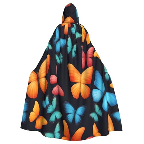 njkhbolk Unisex Umhang mit Kapuze und buntem Schmetterlings-Aufdruck, volle Länge, Halloween-Umhang, Cosplay, Karneval njkhbolk Unisex Umhang mit Kapuze und buntem Schmetterlings-Aufdruck, volle Länge, Halloween-Umhang, Cosplay, Karneval von njkhbolk