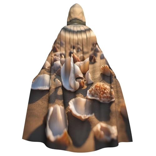 njkhbolk Unisex Umhang mit Muschellandschaft am Strand, mit Kapuze, für Halloween, Cosplay, Karneval von njkhbolk
