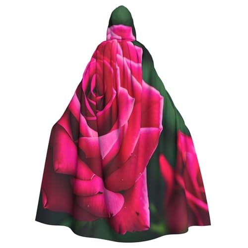 njkhbolk Unisex-Umhang mit Rosen-Blumendruck, volle Länge, mit Kapuze, Halloween-Umhang, Cosplay, Karneval von njkhbolk