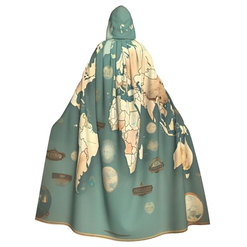 njkhbolk Unisex-Umhang mit Weltkarte, Retro-Druck, volle Länge, mit Kapuze, Halloween-Umhang, Cosplay, Karneval njkhbolk Unisex-Umhang mit Weltkarte, Retro-Druck, volle Länge, mit Kapuze, Halloween-Umhang, Cosplay, Karneval von njkhbolk