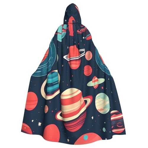 njkhbolk Unisex-Umhang mit Weltraumplaneten, durchgehender Kapuzenumhang, Halloween-Umhang, Cosplay, Karneval von njkhbolk