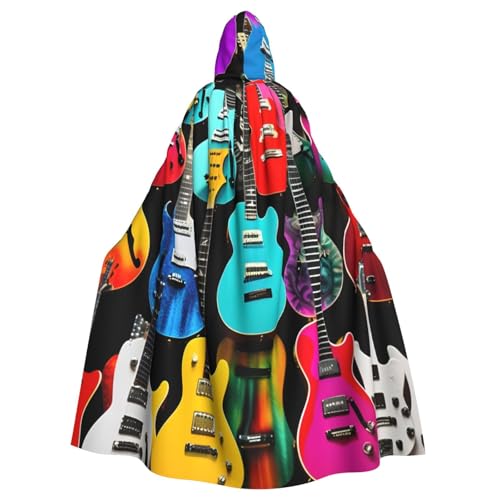 njkhbolk Unisex Umhang mit buntem Gitarren-Druck, volle Länge, Kapuzenumhang, Halloween, Cosplay, Karneval njkhbolk Unisex Umhang mit buntem Gitarren-Druck, volle Länge, Kapuzenumhang, Halloween, Cosplay, Karneval von njkhbolk