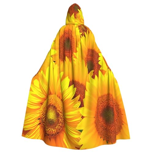 njkhbolk Unisex-Umhang mit gelber Sonnenblumen-Aufdruck, volle Länge, Kapuzenumhang, Halloween, Cosplay, Karneval von njkhbolk