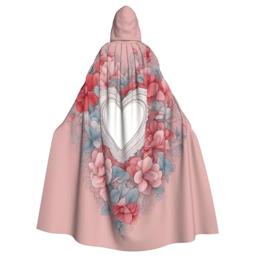 njkhbolk Unisex Umhang mit romantischem Herzaufdruck, volle Länge, mit Kapuze, Halloween-Umhang, Cosplay, Karneval von njkhbolk