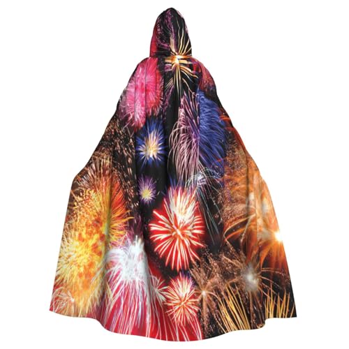 njkhbolk Unisex Umhang mit wunderschönem Feuerwerk-Druck, volle Länge, mit Kapuze, Halloween-Umhang, Cosplay, Karneval von njkhbolk