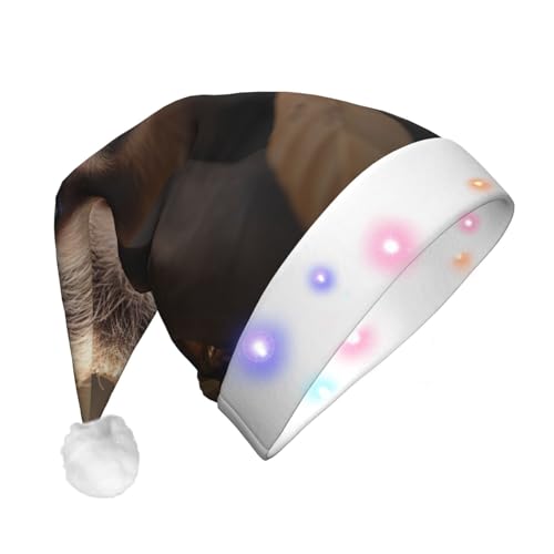 njkhbolk Weihnachtsmütze mit Faultier-Druck, bunte LED-Weihnachtsmütze, uni von njkhbolk