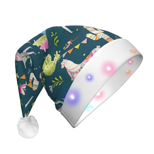 njkhbolk Weihnachtsmütze mit Lama-Tier-Alpaka-Motiv, tropischer Kaktus-Druck, bunte LED-Weihnachtsmütze, Uni njkhbolk Weihnachtsmütze mit Lama-Tier-Alpaka-Motiv, tropischer Kaktus-Druck, bunte LED-Weihnachtsmütze, Uni von njkhbolk