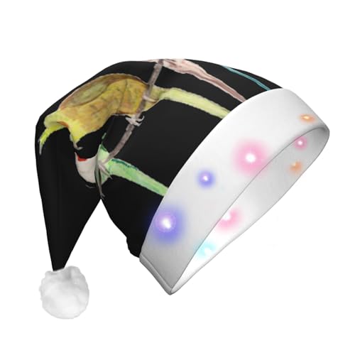 njkhbolk Weihnachtsmütze mit bunten Papageien auf Baum, bunte LED-Weihnachtsmütze, Uni von njkhbolk
