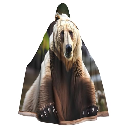 njkhbolk Weißer Bär, brauner Bären-Druck, Karnevals-Umhang, Kapuzenumhang, Cosplay-Kostüm, Uni, Umhang njkhbolk Weißer Bär, brauner Bären-Druck, Karnevals-Umhang, Kapuzenumhang, Cosplay-Kostüm, Uni, Umhang von njkhbolk