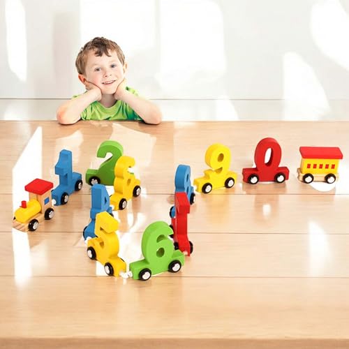 Holz-Eisenbahn Geburtstagszug, Lokomotive mit Zügen und Zahlen-Waggons für Mädchen, Jungen und Kinder, Holz-Spielzeug mit Kerzen bestückbar, Holzzug Tischdeko, Geburtstagsring für Kindergeburtstag Holz-Eisenbahn Geburtstagszug, Lokomotive mit Zügen und Zahlen-Waggons für Mädchen, Jungen und Kinder, Holz-Spielzeug mit Kerzen bestückbar, Holzzug Tischdeko, Geburtstagsring für Kindergeburtstag von njoyn