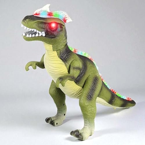 RC T-Rex Dinosaurier ferngesteuert mit Gehfunktion, LED, Sound, bewegliche Arme, 44cm lang, 29cm hoch, Tyrannosaurus Spielzeug für Kinder, Erwachsene, Anfänger, Modellbau Figur läuft, leuchtet, brüllt von njoyn