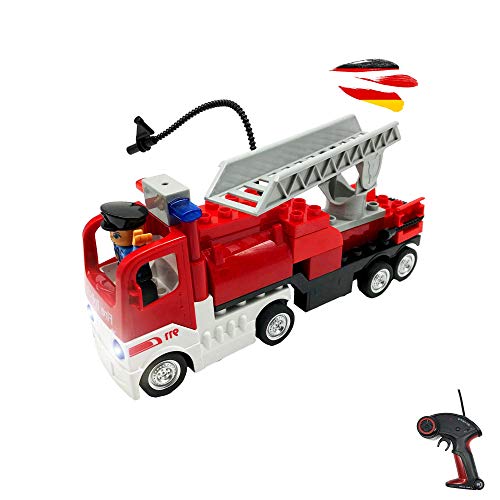 RC ferngesteuerter Feuerwehrwagen aus CaDA Baustein-Set, Feuerwehr-Auto mit LED Frontlicht, Steck-Bausatz Lösch-Fahrzeug, DIY Modellbausatz a. Klemmbausteinen, Technik-Bausatz, f. Kinder u. Erwachsene RC ferngesteuerter Feuerwehrwagen aus CaDA Baustein-Set, Feuerwehr-Auto mit LED Frontlicht, Steck-Bausatz Lösch-Fahrzeug, DIY Modellbausatz a. Klemmbausteinen, Technik-Bausatz, f. Kinder u. Erwachsene von njoyn