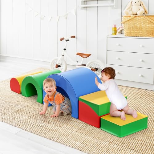 nmoiww Schaumstoffbausteine, Großbausteine ​​für Babys und Kleinkinder, mit Rutsche, Bögen in Mehreren Größen, zum Indoor-Klettern (5-Bunt) von nmoiww