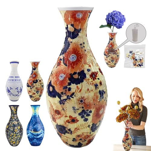 3D-Puzzle-Vase, 3D-Puzzles für Erwachsene, einzigartige Kunstblumen-Puzzles für Blumenarrangement und Heimdekoration, abnehmbarer Puzzle-Pflanzgefäß aus 160 gebogenen Kunststoff-Puzzleteilen (gelb) 3D-Puzzle-Vase, 3D-Puzzles für Erwachsene, einzigartige Kunstblumen-Puzzles für Blumenarrangement und Heimdekoration, abnehmbarer Puzzle-Pflanzgefäß aus 160 gebogenen Kunststoff-Puzzleteilen (gelb) von nnOuOnn