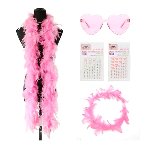 Rosa Federboa, 5 Pack Flauschige Weiche Federboas Multipack für Erwachsene, Halloween, Weihnachten, Party Kostüm Zubehör, Burlesque, Tanz, Foto Requisiten Rosa Federboa, 5 Pack Flauschige Weiche Federboas Multipack für Erwachsene, Halloween, Weihnachten, Party Kostüm Zubehör, Burlesque, Tanz, Foto Requisiten von nnOuOnn