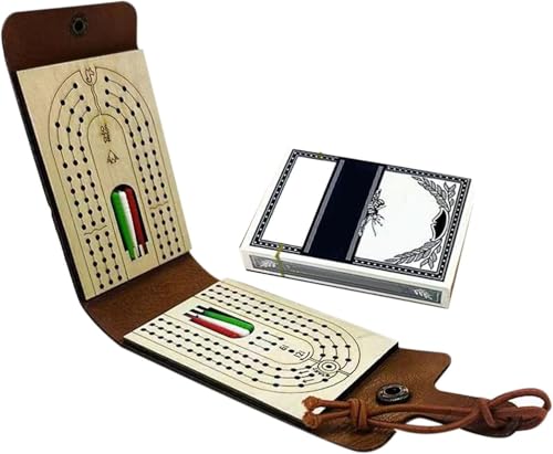 nnOuOnn Klassisches Cribbage-Spiel, personalisiertes Reise-Cribbage-Brett-Set, klassisches Spiel mit vollem Kartendeck und 6 Heringen für Spielabend, Reisen von nnOuOnn