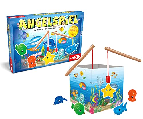 Noris 606041894 - Angelspiel - spannendes Kinderspiel mit bunten Kunststoff Fisch-Figuren und 2 Holz Angeln, ab 2 Jahren von Noris