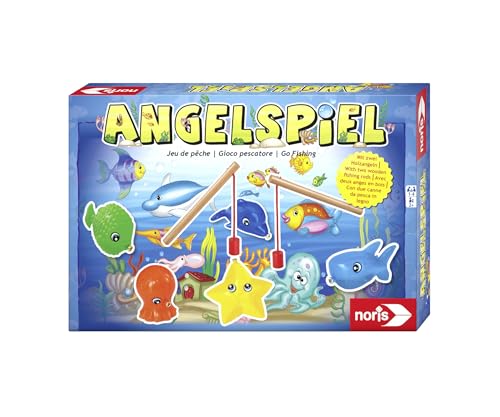 Noris 606041894 - Angelspiel - spannendes Kinderspiel mit bunten Kunststoff Fisch-Figuren und 2 Holz Angeln, ab 2 Jahren von Noris