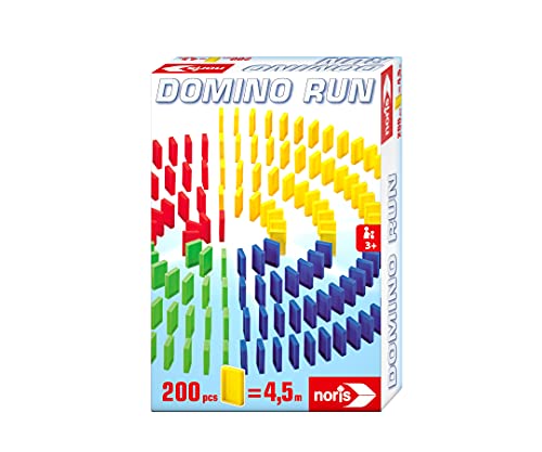 Noris 606065644 - Domino Run 200 Steine, Aktionsspiel für Die ganze Familie, für Kinder ab 3 Jahren von Noris