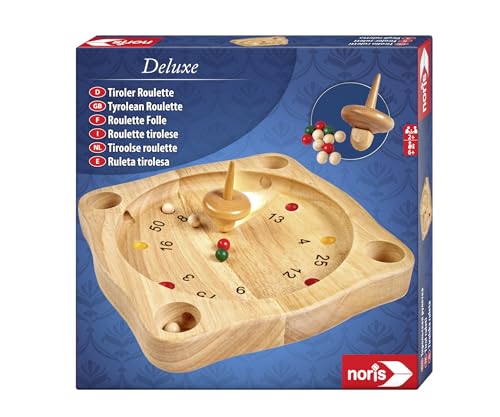 Noris 606101930 Deluxe Tiroler Roulette, Der Holzspiel Klassiker aus den Alpen mit Holzkreisel, ab 6 Jahren von Noris