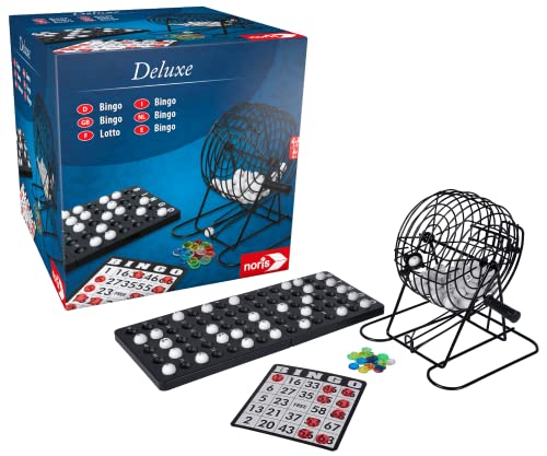 Noris 606108011 - Deluxe Bingo, Für 2 bis 6 Spieler - Der Spieleklassiker in edler Metalloptik, ab 6 Jahren von Noris
