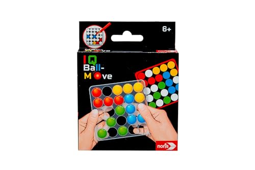 Noris 606134744 - IQ Ball-Move Spiel (Logikspiel ab 6 Jahre) - cleveres Denkspiel für 1 Person im kompakten Format mit 20 Vorlagen und Blanko-Karten - Gehirnjogging für Kinder und Erwachsene von noris