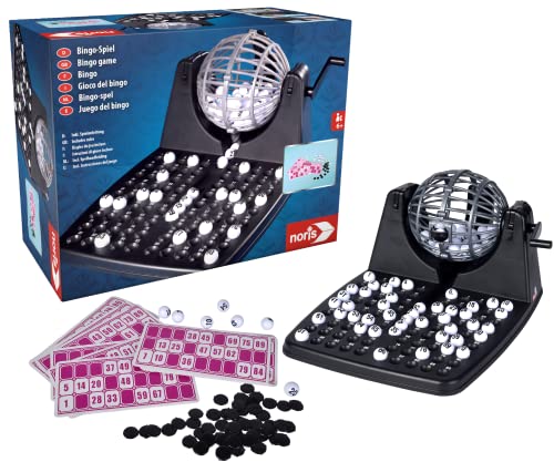 Noris - Bingotrommel inkl. Chips, 90 Kugeln und 12 Bingokarten, Aktionsspiel für Die ganze Familie, für Kinder ab 6 Jahren von Noris