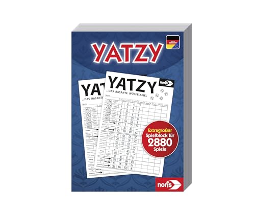 Noris 606194320 – Yatzy Spielblock im Maxi Format 14,5 x 20,7 cm – Extragroßer Yatzyblock für 2.880 Spiele, Für 2 Spieler im Alter ab 6 Jahren von Noris