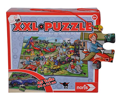 Noris 606032051 Big Bobby Car XXL Puzzle-mit 45 Teilen, 2 Motive-50 Jubiläum-(Gesamtgröße: 64 x 44 cm) -für Kinder ab 3 Jahren von Noris