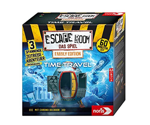 noris 606101968 - Escape Room Time Travel (Family Edition) - Familien und Gesellschaftsspiel für Erwachsene und Kinder, inkl. 3 Fällen und Chrono Decoder, ab 10 Jahren von Noris