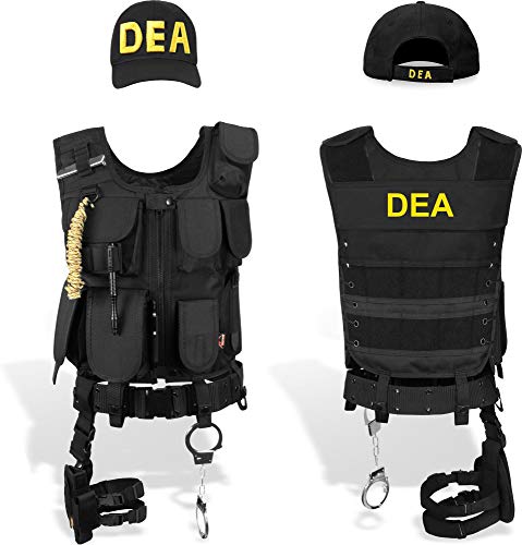 normani SWAT/Security/Police Set mit Weste im Einsatzstyle, Cap, Handschellen und Holster Farbe DEA Größe 4XL/Rechts normani SWAT/Security/Police Set mit Weste im Einsatzstyle, Cap, Handschellen und Holster Farbe DEA Größe 4XL/Rechts von normani