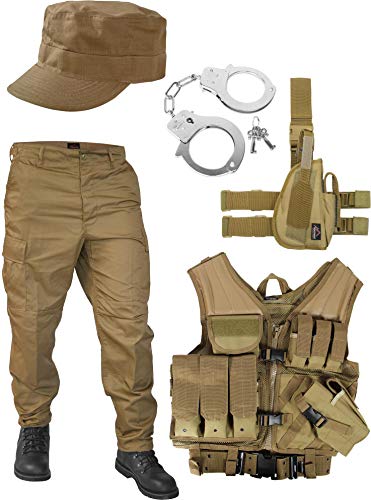 normani United States Marine Corps Kostüm Set bestehend aus Weste, Hose, Holster, Handschellen und Feldmütze Farbe Coyote Größe XXL von normani