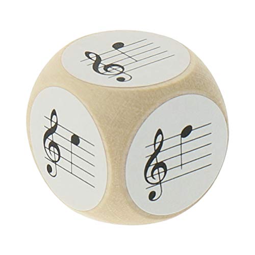 Notenwürfel c'' bis g'' (Viertelnoten im Violinschlüssel) - noten-spiel.de: Holz, weiß, Hexaeder, 25 mm, Spieldice von noten-spiel.de