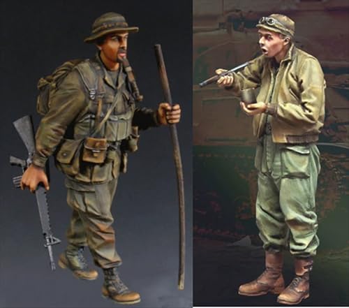 nqhupuo 1/35 Vietnam War American Soldier Resin Soldier Kit Unbemalte und unmontierte Figur Resinmodellbausatz (2 Figuren) // H9v4X2 von nqhupuo
