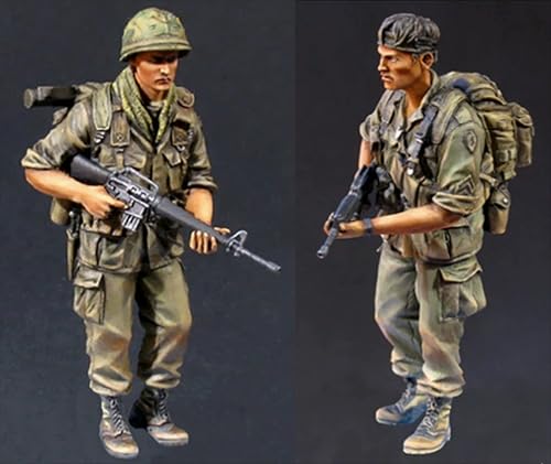 nqhupuo 1/35 Vietnamkrieg US Soldat Resin Modellbausatz Unbemalt und unmontiert Soldat Resin Modellbausatz (2 Mann) //P9s5-34 von nqhupuo