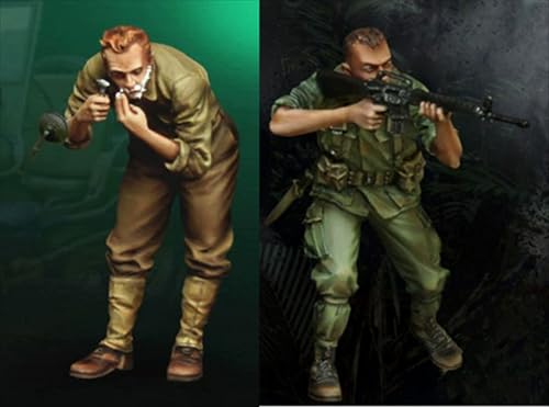 nqhupuo 1/35 Vietnamkrieg US Soldat Resin Modellbausatz Unbemalt und unmontiert Soldat Resin Modellbausatz (2 Mann) //P9s5-7 von nqhupuo