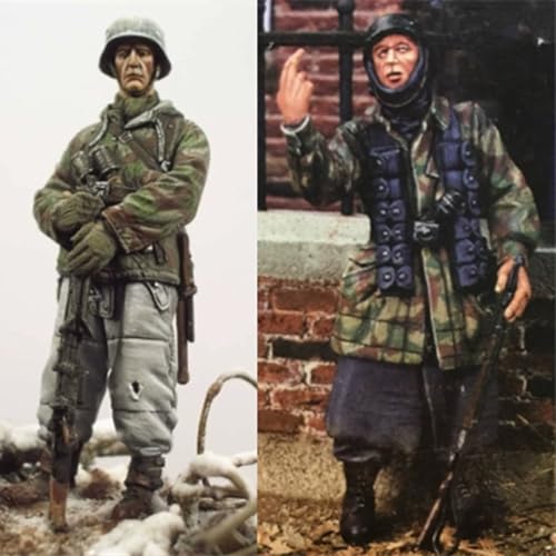 nqhupuo 1/35 WWII German Soldier Resin Model Kit Unbemalt und unmontiert Soldier Resin Model Kit (2-Personen)//K9I-7s26 von nqhupuo